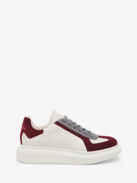 Kvinnor Överdimensionerade Retro-Sneaker i Mindre Vit/vinröd/grå
